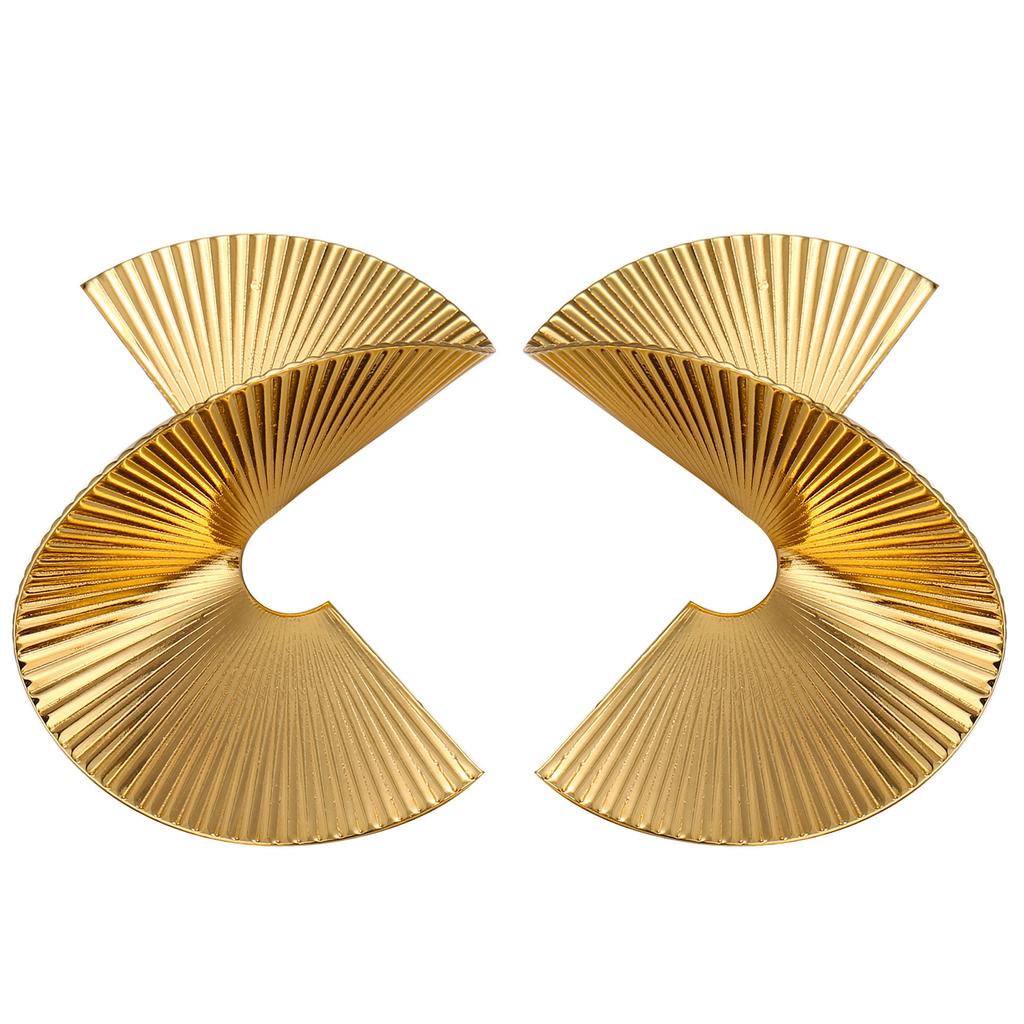 European and American personality temperament exaggerated geometric earrings retro spiral fan leaf earrings unique