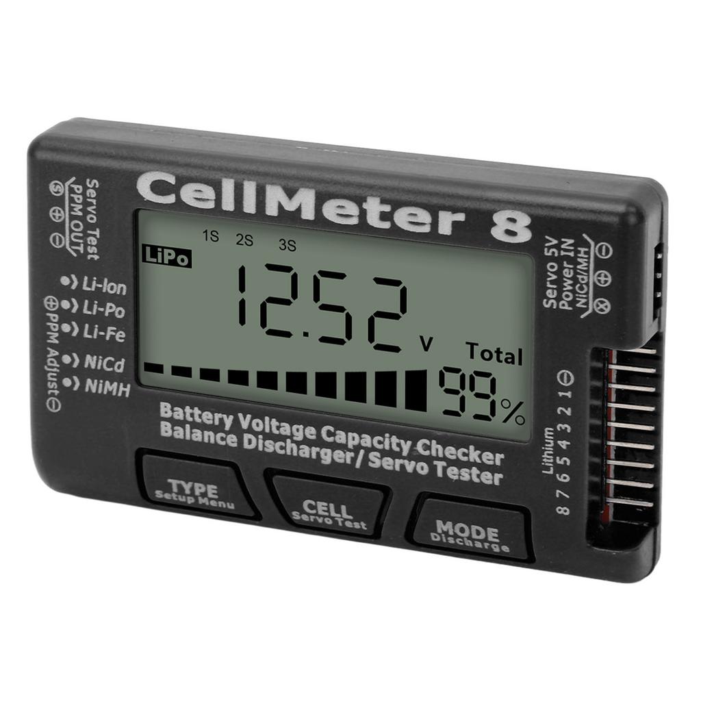 Digital Battery Capacity Checker Tester Detector Battery Balance Discharger Servo Tester for LiPo Black
