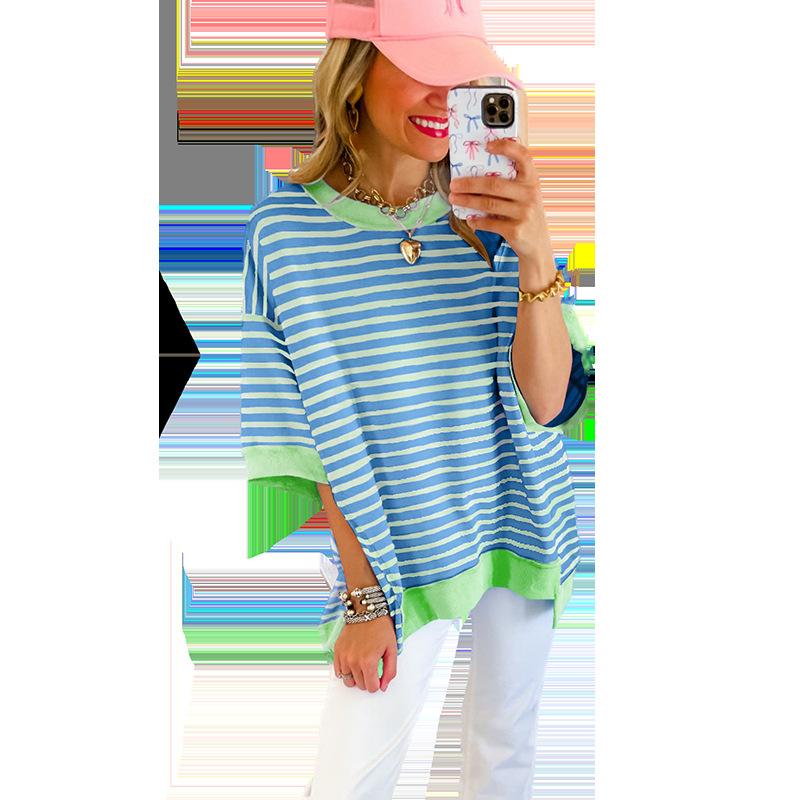 Летняя тонкая свободная женская футболка узкого кроя с короткими рукавами XXL зелёный — фото 8