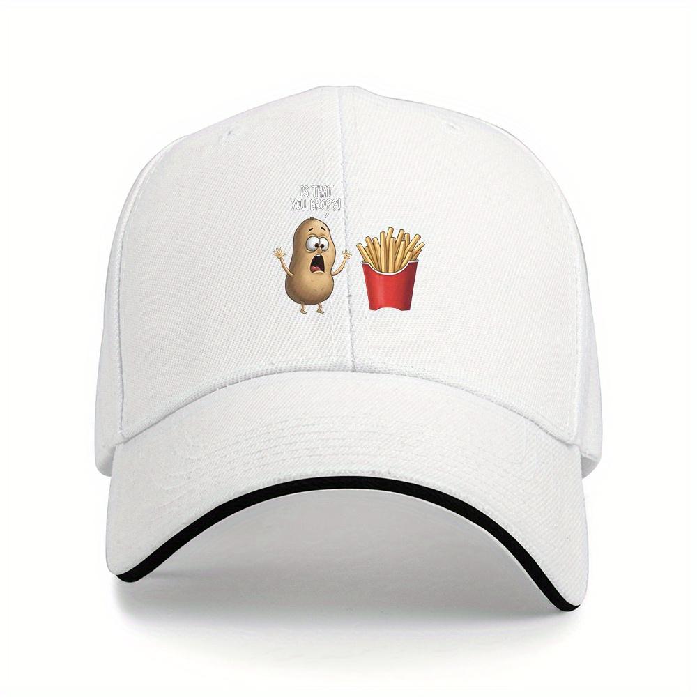 Surprised Potato and French Fries Baseball Cap Unisex Adjustable Polyester Casual Sporty Headgear