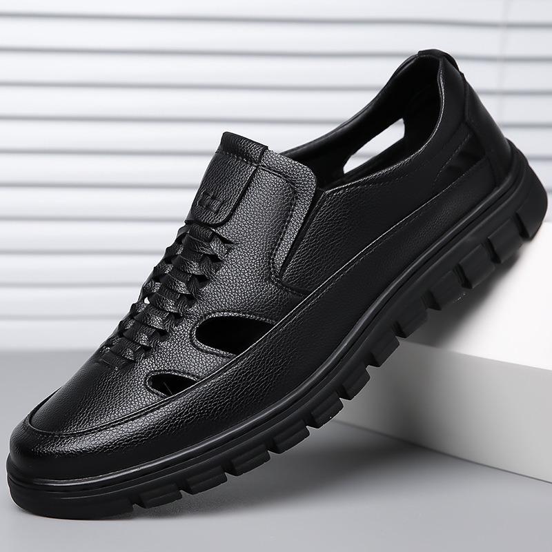 Fashion Designer New British-style Hollow Men's Loafers Fashion Thick-soled Shallow-mouth Slip-on Outdoor Hiking Leather Male Shoes