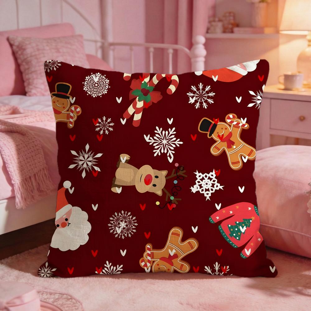 Cchristmas Cushion Cover Premium Comfort Reversible Pillow Cove Two In One Design For Any Room  Car Interior