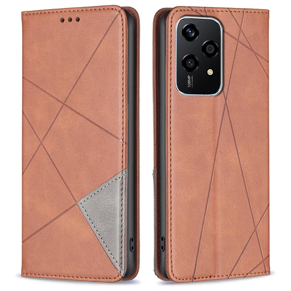 For Honor 200 Lite Case Rhombus Imprint PU Leather Phone Cover with Card Slots