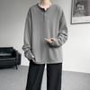 2025 Autumn Men Casual Long Sleeve T Shirts Men Solid Color Neck T-Shirts Man Loose Hip Hop Casual Tops Tees