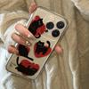 Red Heart Black Cat Phone Case for iPhone 17 16 15 14 Plus 13 12 11 Pro Max Clear TPU Protective Fashion Pet Pattern Cover