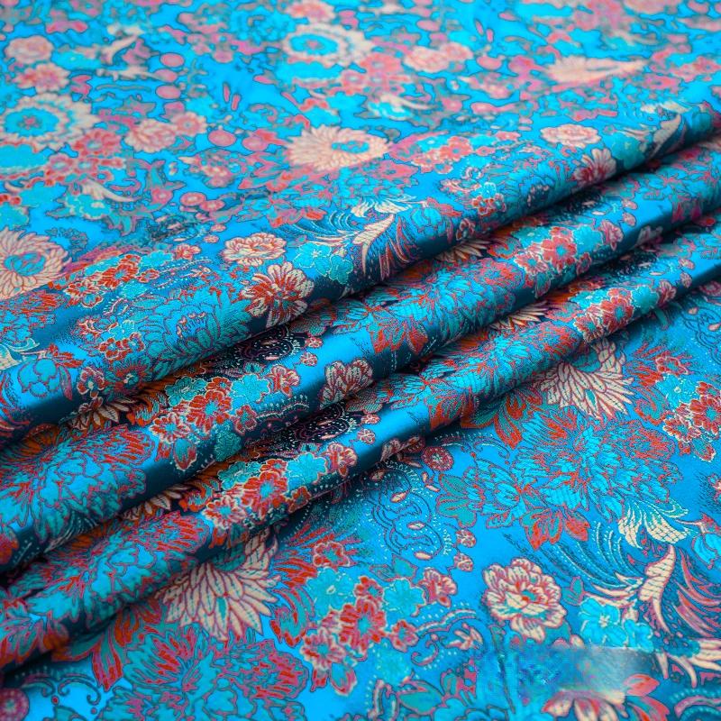 75x100cm Brocade Silk Fabric Beautiful DIY Material with Flower Pattern Sewing Handmade Patchwork Textile Cloth