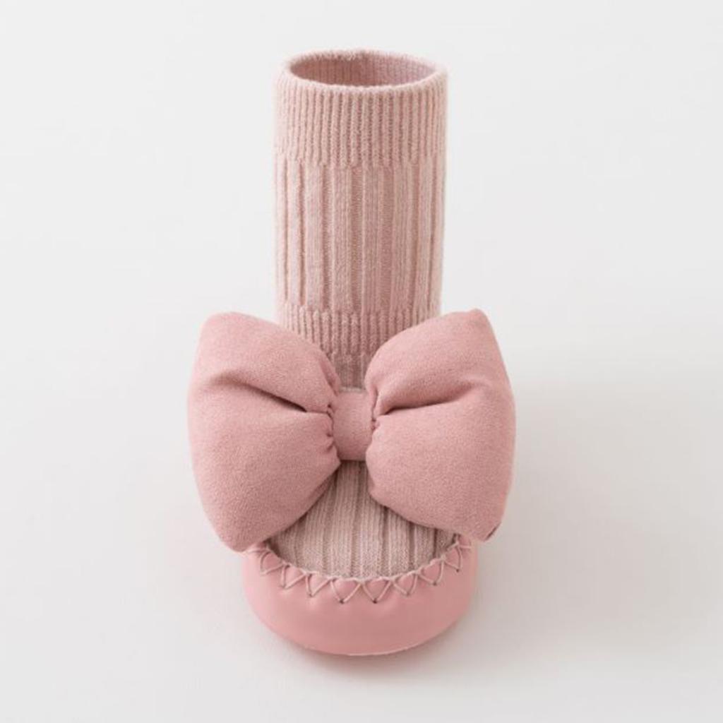 Baby Girl Princess Anti Slip Floor Shoes Socks Soft Non-slip Cute Bow Flats Warm Walking Shoes for Newborn Toddler First Walkers