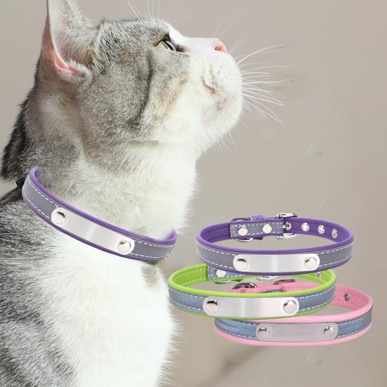 Puppy Necklace Reflective Engravable Zinc Alloy Adjustable Dog Neckwear for Daily Life