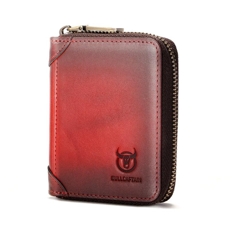 BULLCAPTAIN Leather Men's Key Bag Wallet  Fashion Storage Bags Car Cover Compact Mini Card Holder Coin Purse Man Butler Keychain