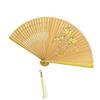 All-Bamboo Folding Fan, Chinese-Style Fan, Ancient Style, Compact and Portable, Small Bamboo Fan, New Chinese Style, Lily Design, Cheongsam Dance Fan