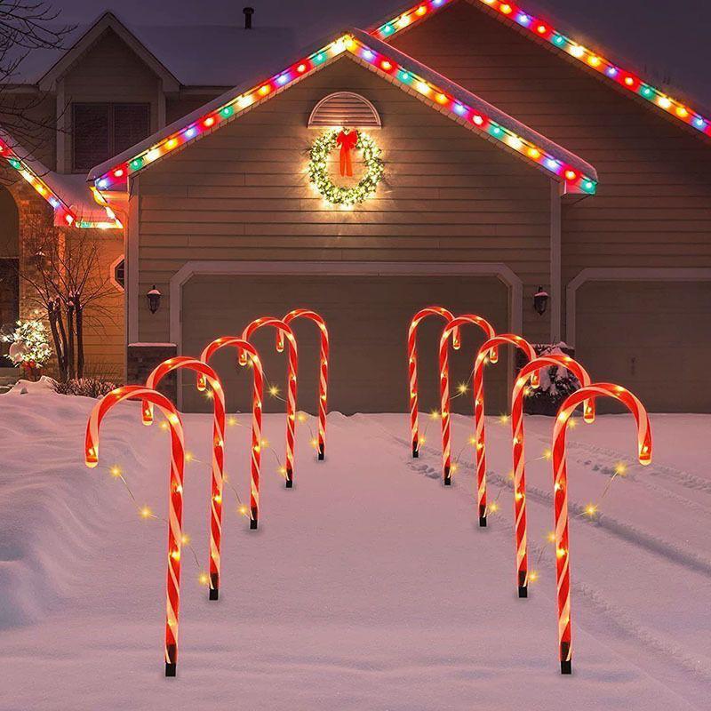 Cross-Border Solar Candy Cane String Lights: Festive Ground Plug Lights for Christmas Lawn and Courtyard Décor