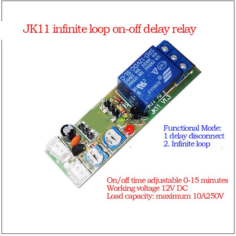JK11 Adjustable Cycle Timer Delay On/Off Switch Power Supply Relay Shield DC 5V Timer Delay Relay Module (0 -15 Minutes)