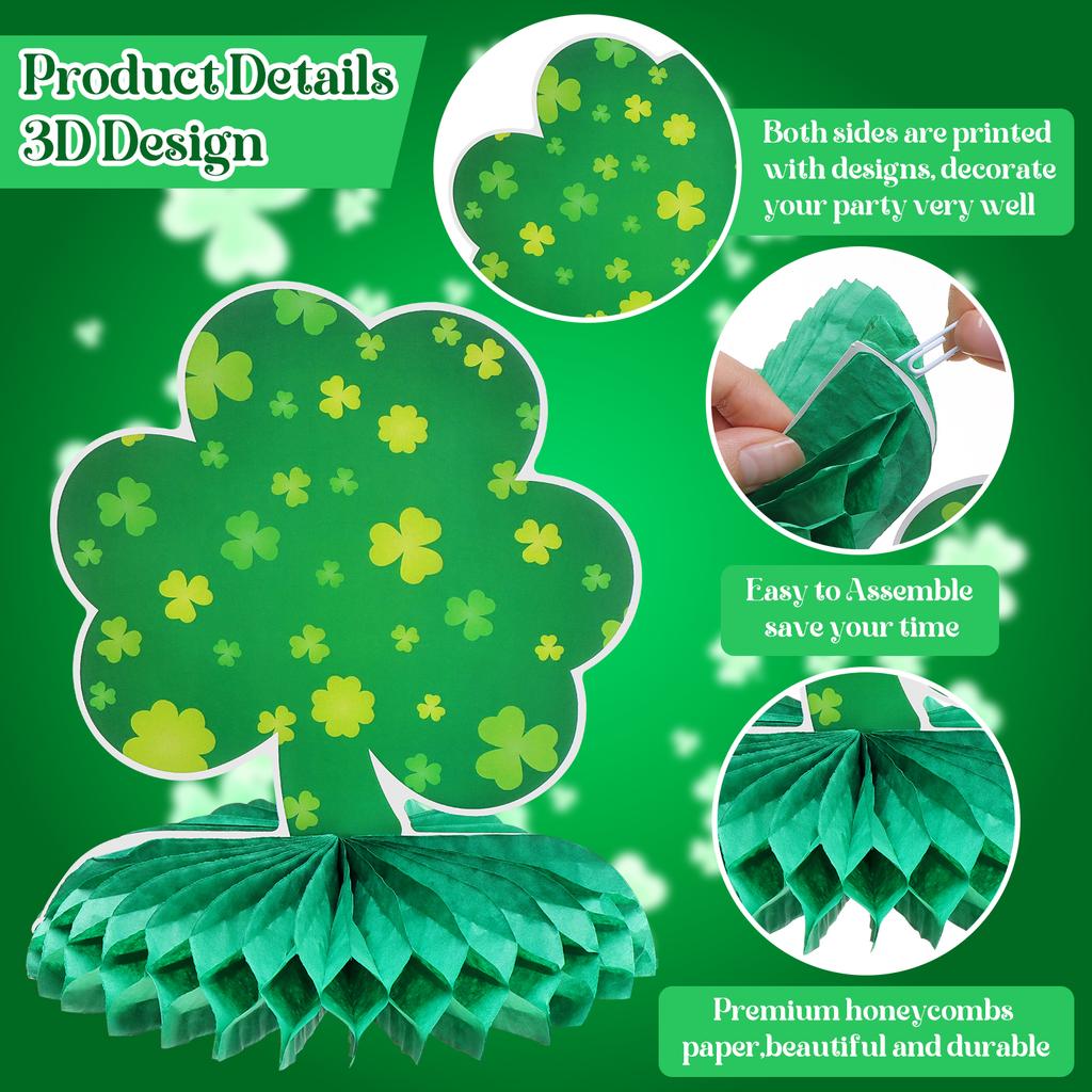 Lot De 9 DéCoration De Centre En Nid D'Abeille De La Saint-Patrick Table Pour FêTe Irlandaise Accessoires Pour FêTe De Printemps