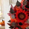 45cm Artificial Sunflower Wreath Autumn Leaf Garland Halloween Decoration Hanging Ornament for Door Wall Indoor Outdoor Use