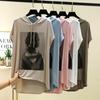 Mid-Length Beauty Print Hooded Tshirts Summer women's Modal Hoodies Casual Tee Tops short sleeves Solid color All match