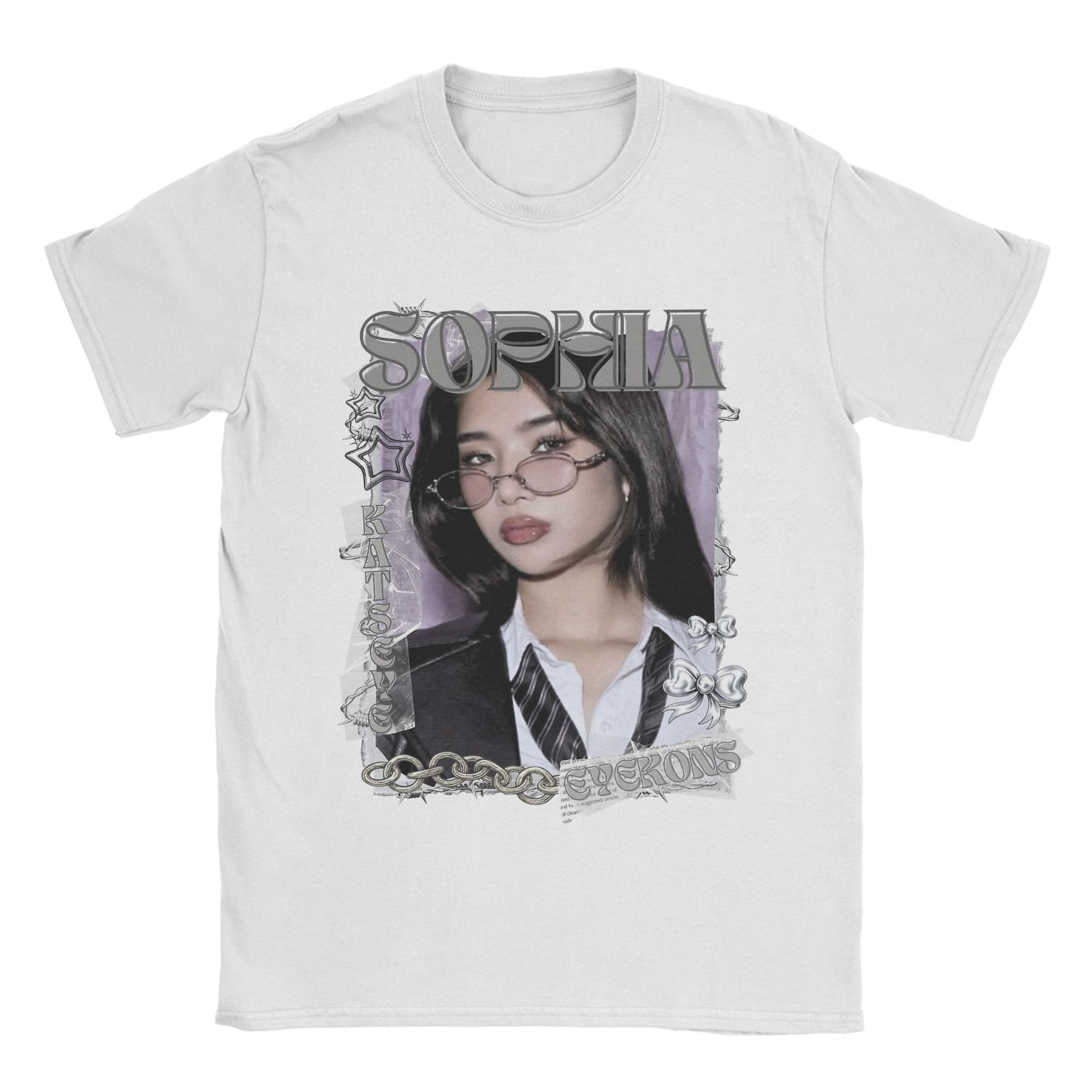

KATSEYE Sophia Kpop Y2K Group T Shirt Men Cotton Vintage T-Shirts O Neck Tee Shirt Short Sleeve Clothes Plus Size L