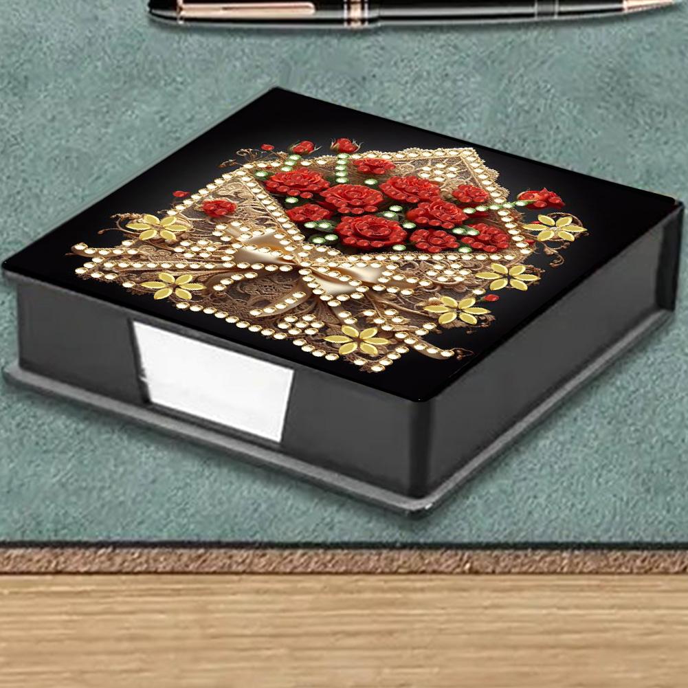 Wooden 5D Diamond Painting Kit Note Box DIY Diamond Art Note Box for Home Office School Supplies Holiday Gifts