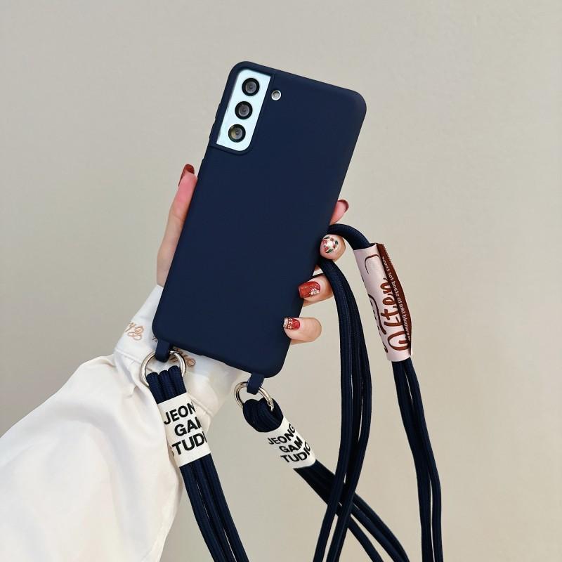 Strap Case For Samsung Galaxy S23 Ultra S21 S20 FE A54 A34 A14 S24 S22 Plus Shoulder Crossbody Lanyard Neck Rope Silicone Cover