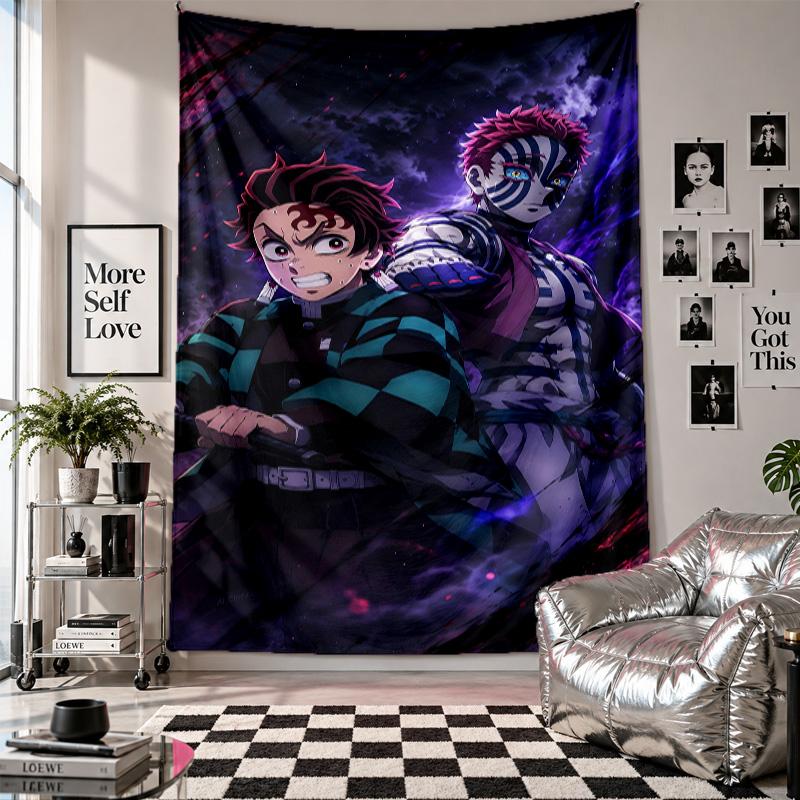 Wall TapestryDemon Slayer Art Hanging Cloth Decorative Background Cover for Room Decoration