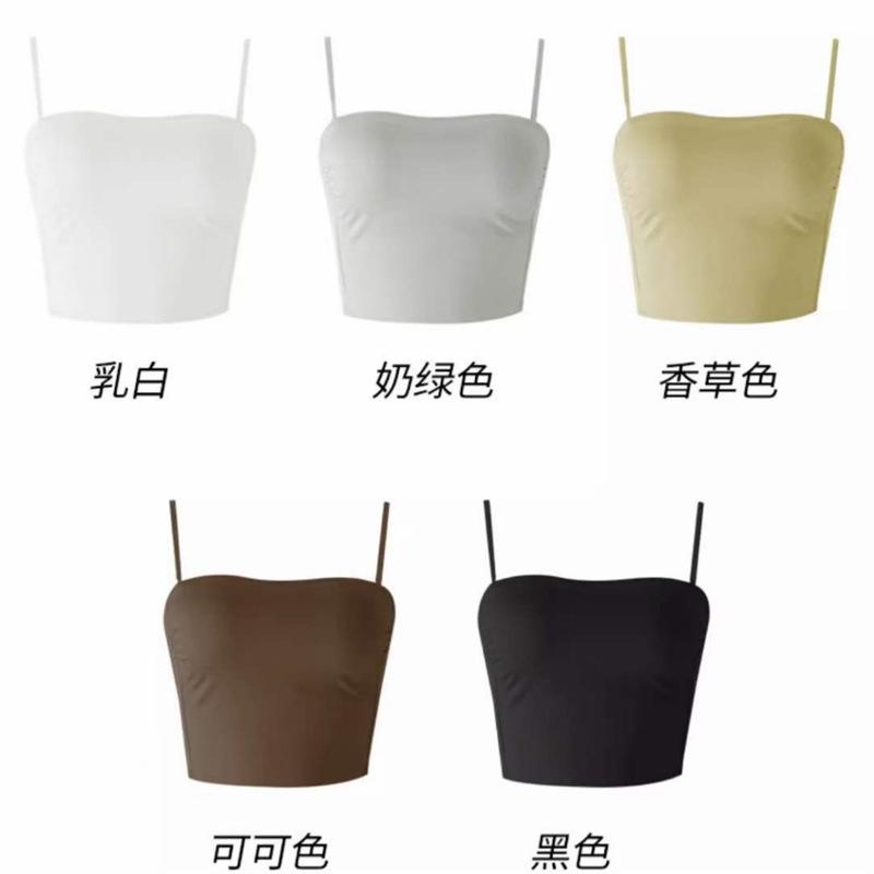 Tube Top Seamless Underwear Women's One Cup Simple and Versatile Beauty Back Sling Removable Shoulder Strap Bra Summer Thin