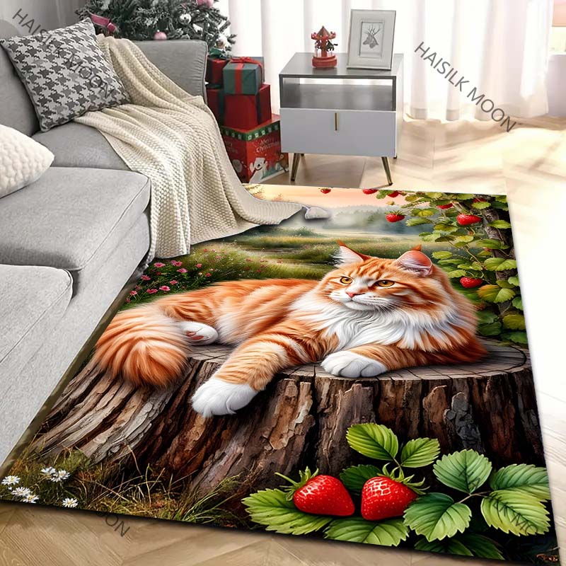 A Naughty Kitten Pattern Carpet for Living Room Bedroom Sofa Home Decor Non-slip Floor Mat Large Size Luxury Gift Area Rug