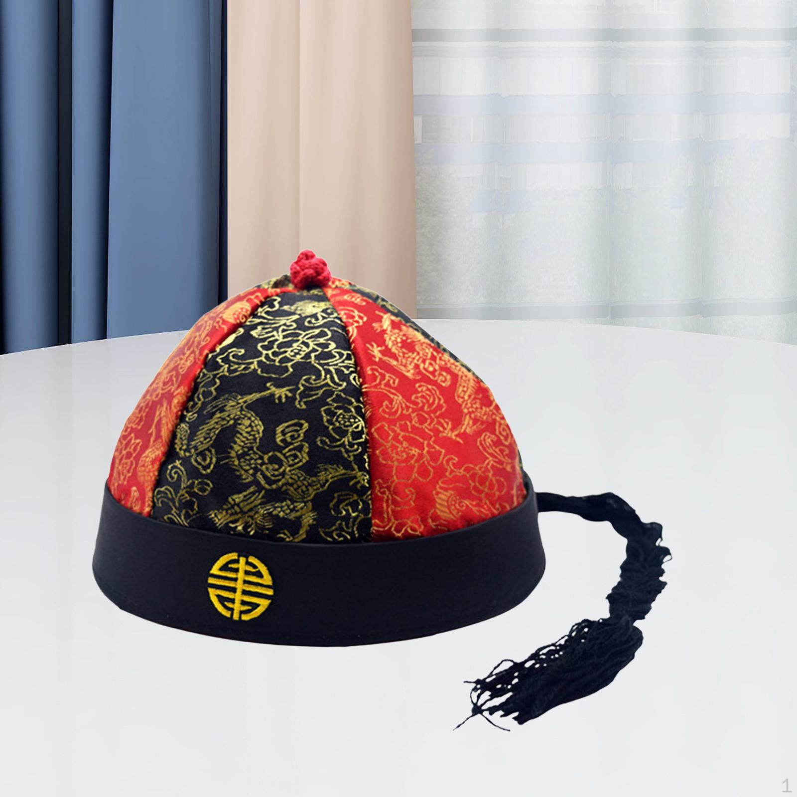 

Китайская Восточная Шляпа Наследного Принца Мандарина Азиатский Удобный Головной Убор Цин Император Black Red 58cm