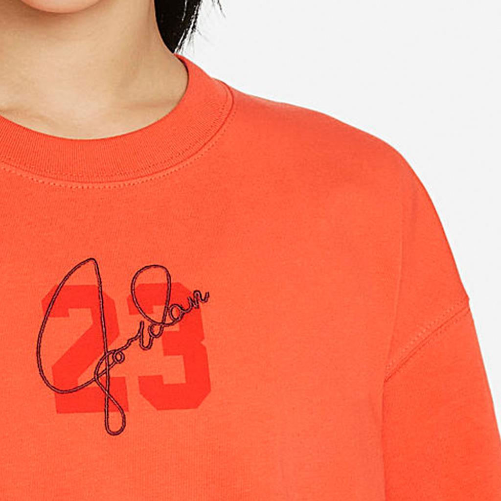 Jordan Essentials Solid Color Logo Print Loose Round Neck Short Sleeve T-Shirt Women Tops Orange DM3245-869