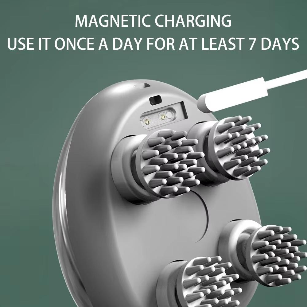 Mini Scalp Massager Head Spa Machine Magnetic Suction Charging Silicone Shoulder Kneading Vibration Massage Relief Tool
