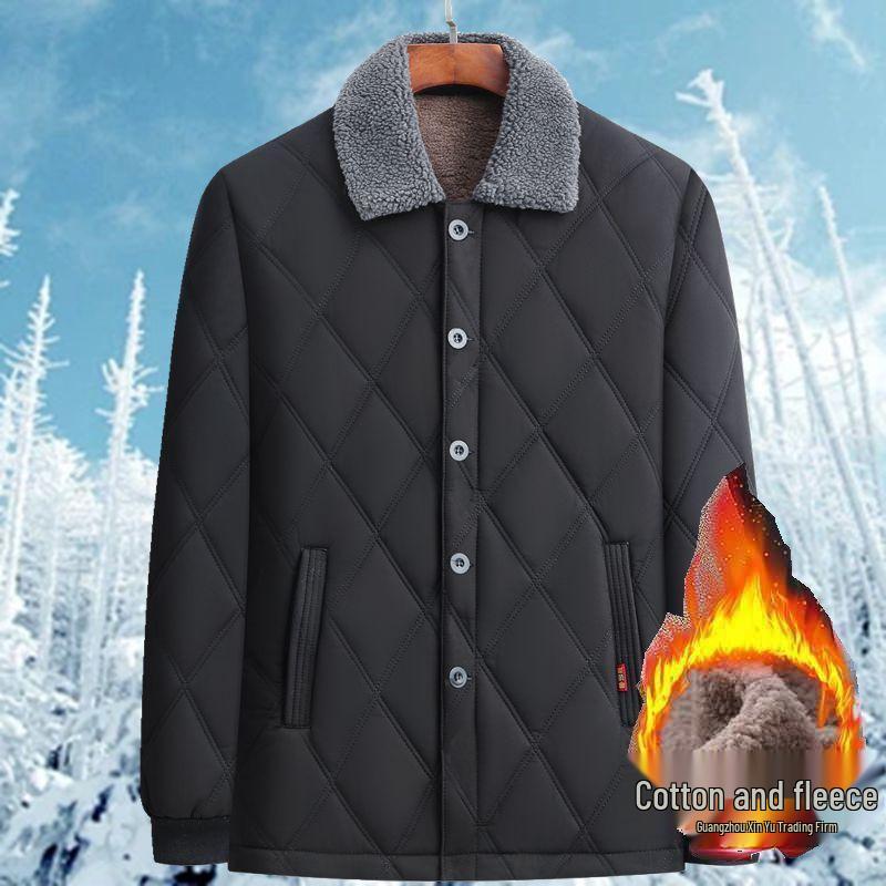 Men's Thickened Lambswool Cotton Jacket for Dad and Grandpa - Warm Winter Outerwear for Middle-Aged and Elderly.
