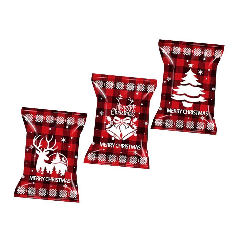

50/100 шт. Рождественский мешок для конфет Санта-Клауса, снеговик, Счастливого Рождества, пластиковый упаковочный пакет, товары для вечеринки, подарочные пакеты с кроличьими ушками 1 set