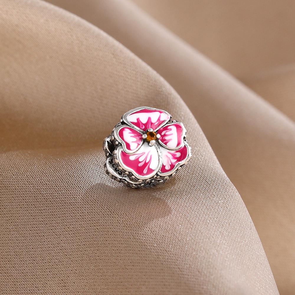 Spring Series Butterfly Pendant Clip Beads Earrings 925Silver Colored Inlaid Stone Fit Exquisite Bracelet Women DIY Jewelry Charm