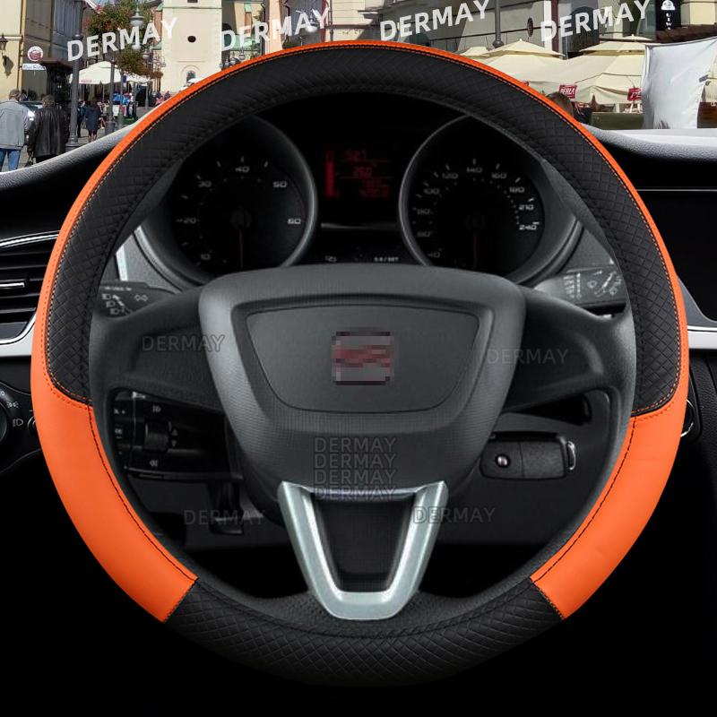 for Seat ibiza 6L 6J 6P 6F KJ1 FR Car Steering Wheel Cover PU Leather Non-slip 9 Colors Auto Accessories Fast Shipping