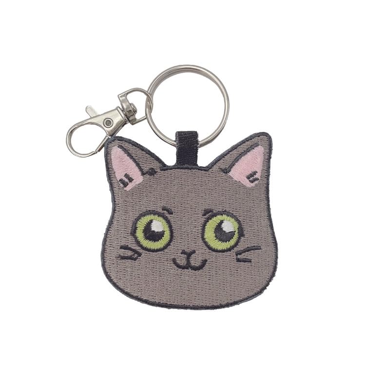 

[HINIHAO HI,] 1 pc Double-Sided Embroidered Keychain - Russian Blue
