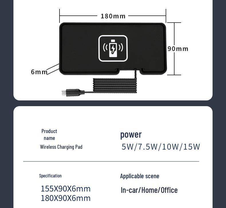 15W Low-Temp Fast Wireless Car Charger for Apple, Huawei, Samsung