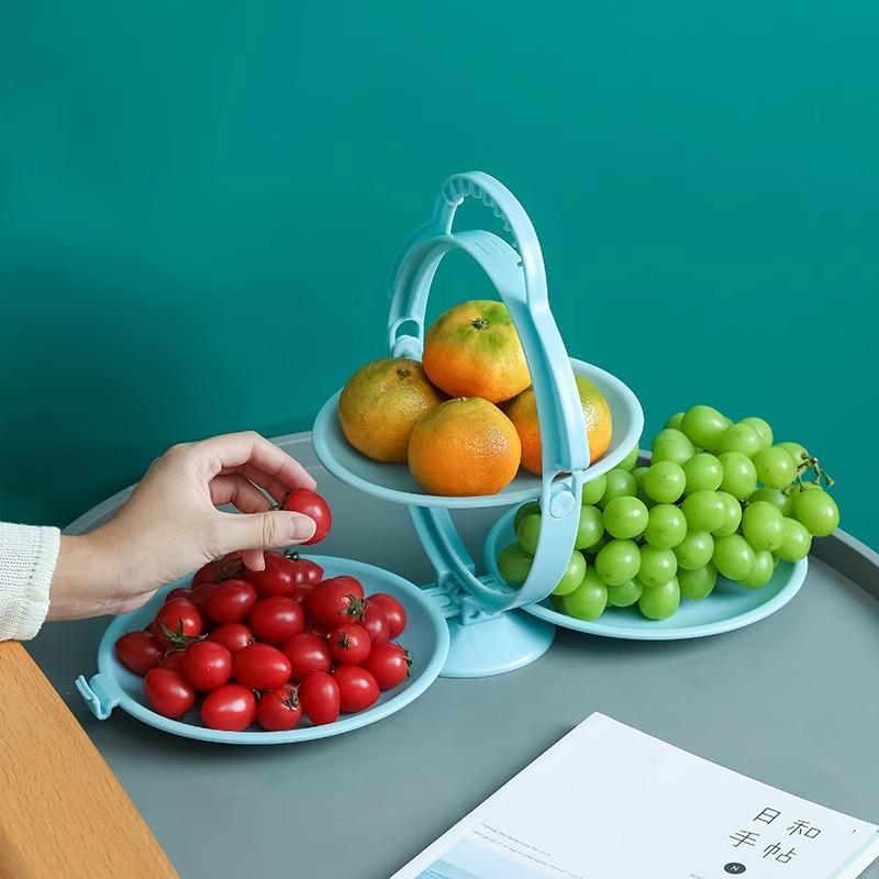 Nordic Folding Rotating Fruit Plate Three-Layer Fruit Plate Creative Living Room Portable Coffee Table Household Snacks Peanut Tray