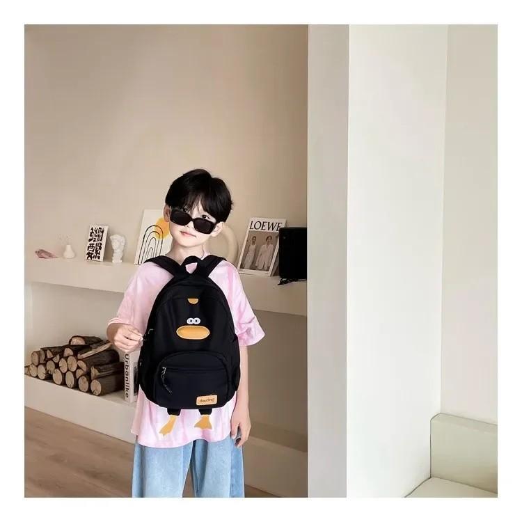 Cute Duckling Backpack Cartoon Boys And Girls Zipper Bag Nylon Printed Versatile
