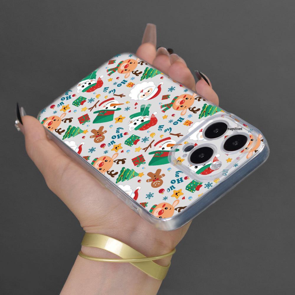 Apple iPhone Case for Models 11-16 Pro Max: Transparent, Full Coverage, Christmas Theme