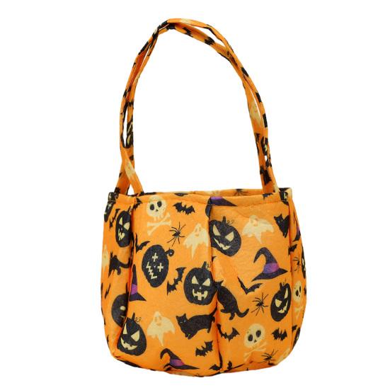 Baizihuahu Halloween Candy Bucket for Kids, Non-Woven Trick or Treat Tote Basket, Pumpkin Ghost Snack Holder with Handle Party Favors