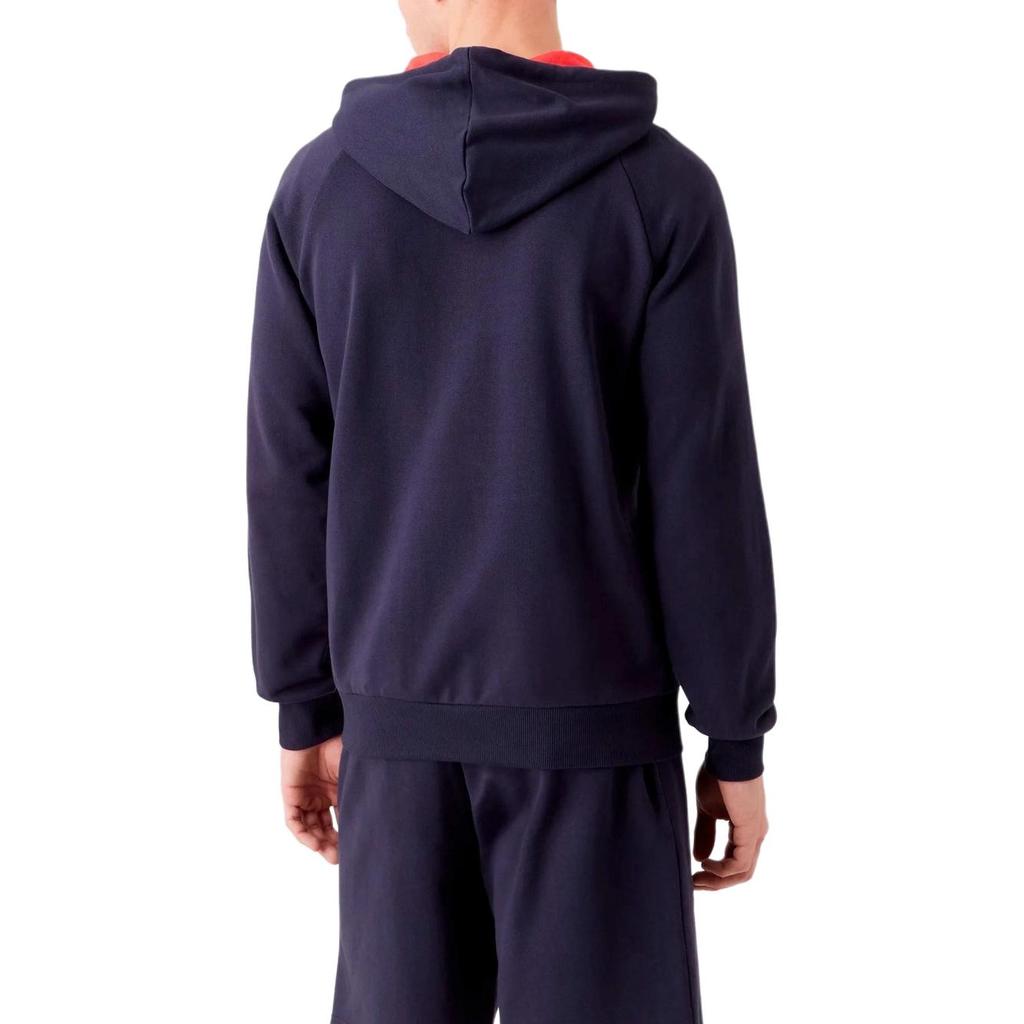 Emporio Armani Logo Patch Drawstring Hooded Zip-Up Raglan Sleeve Sweatshirt Men sweatshirt Navy-Blue 111835-3R573-48336