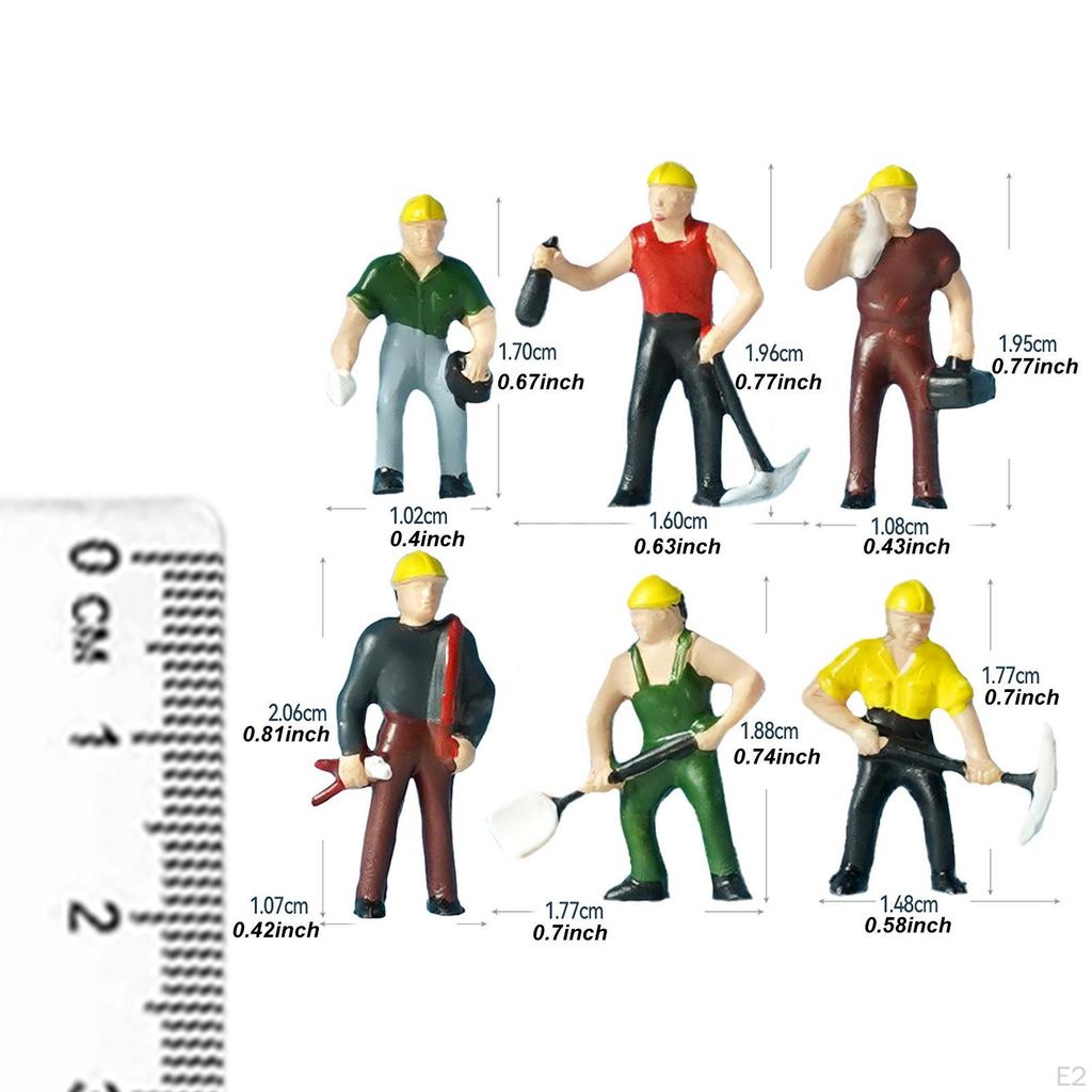 6x Miniature Figures Model 1:87 Scale Diorama Worker Figure Realistic Photography Props Display