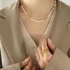 Vintage-Inspired Noble 'Fu' Pendant Freshwater Pearl Necklace - Personalized Jewelry In 18K Gold-Plated Titanium Steel