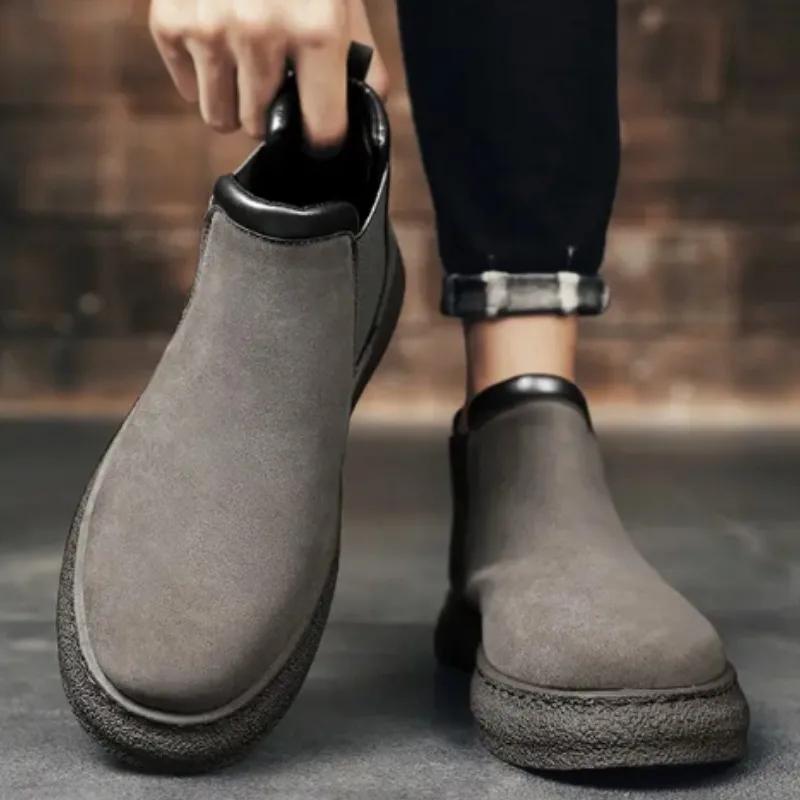 Herren Lederschuhe Slipper Retro Dicke Sohle Männliche Freizeitstiefel Plateau Ausverkauf Im Angebot Niedriger Preis Designer Schuhe Angebot Neu