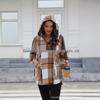 Damen 2025 Karierter Kapuzenmantel mit Knopfleiste - Herbst/Winter Mode, Lässige Lockere Passform