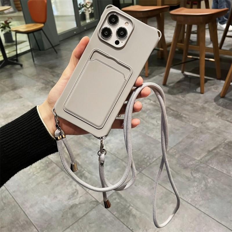 

Crossbody Lanyard Case For iPhone 17 Pro Max 16 15 12 11 13 Mini 14 Plus Air Shockproof Wallet Card Holder Neck Cord Strap Cover For iPhone 15