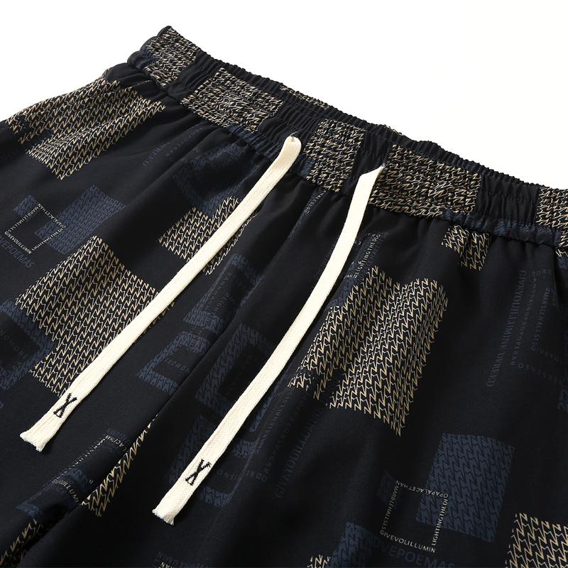 Pantaloni Casual Stampati da Uomo Taglie Forti, Pantaloni Leggeri Larghi con Vita Elastica (5XL-12XL)