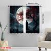 2Pcs,2D Plane Printing Window Curtain Moonlit Samurai Versatile 100% Polyester (Without Rod) Home Decor For Living Room &