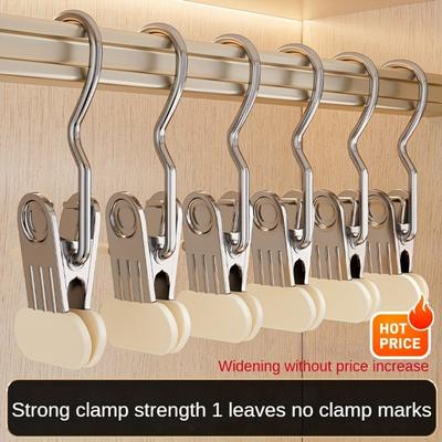 Laundry Hanging Hooks Clips, 10 Pcs Boot Hangers Heavy Duty Stainless Steel Portable Travel Drying Clothes Pins for Closet Home Sock