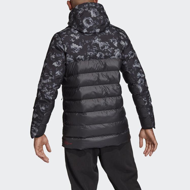 Adidas Mufc Ssp Padjkt Printed Color Block Hooded Cotton Jacket Winter Men Jacket Black DX9066