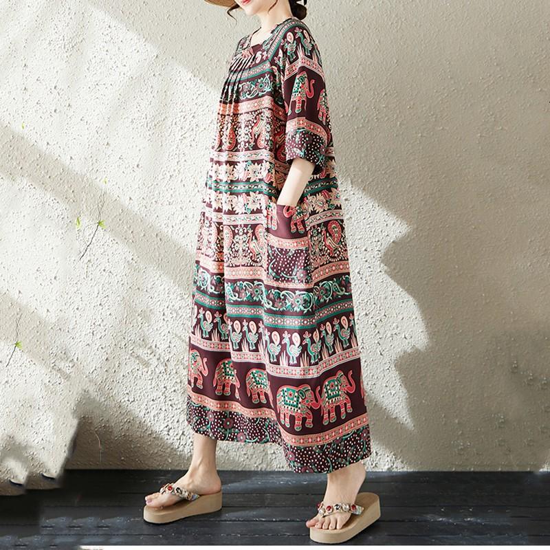 Maneca scurta marime mare bumbac vintage floral nou in rochii pentru femei rochie lejera lunga de vara