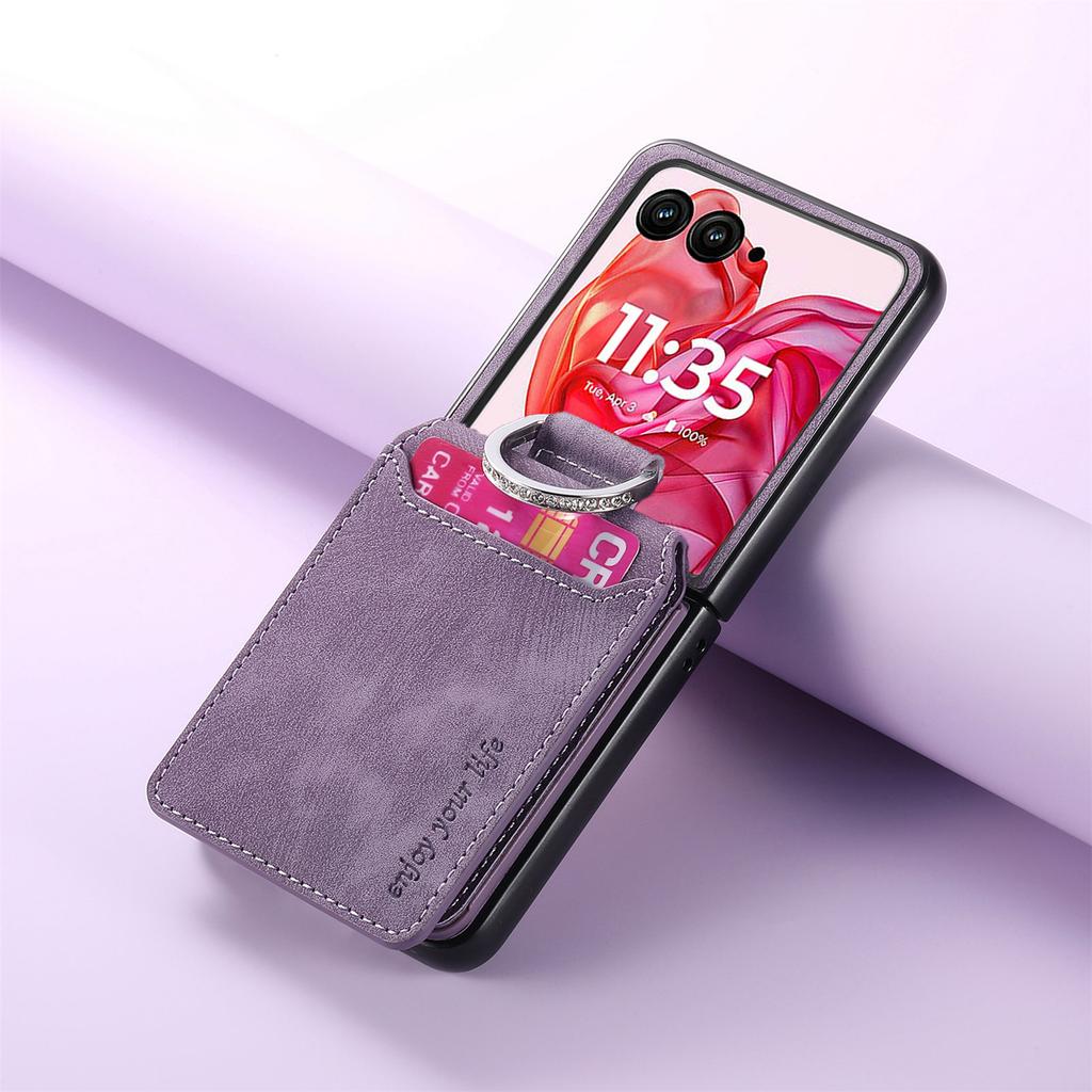 Vertical Cards Solt Wallet Leather Case For Motorola Moto Razr 50 Ultra 40uLTRA 40 Ring Holder Bag Stand Retro Bag Pocket Cover
